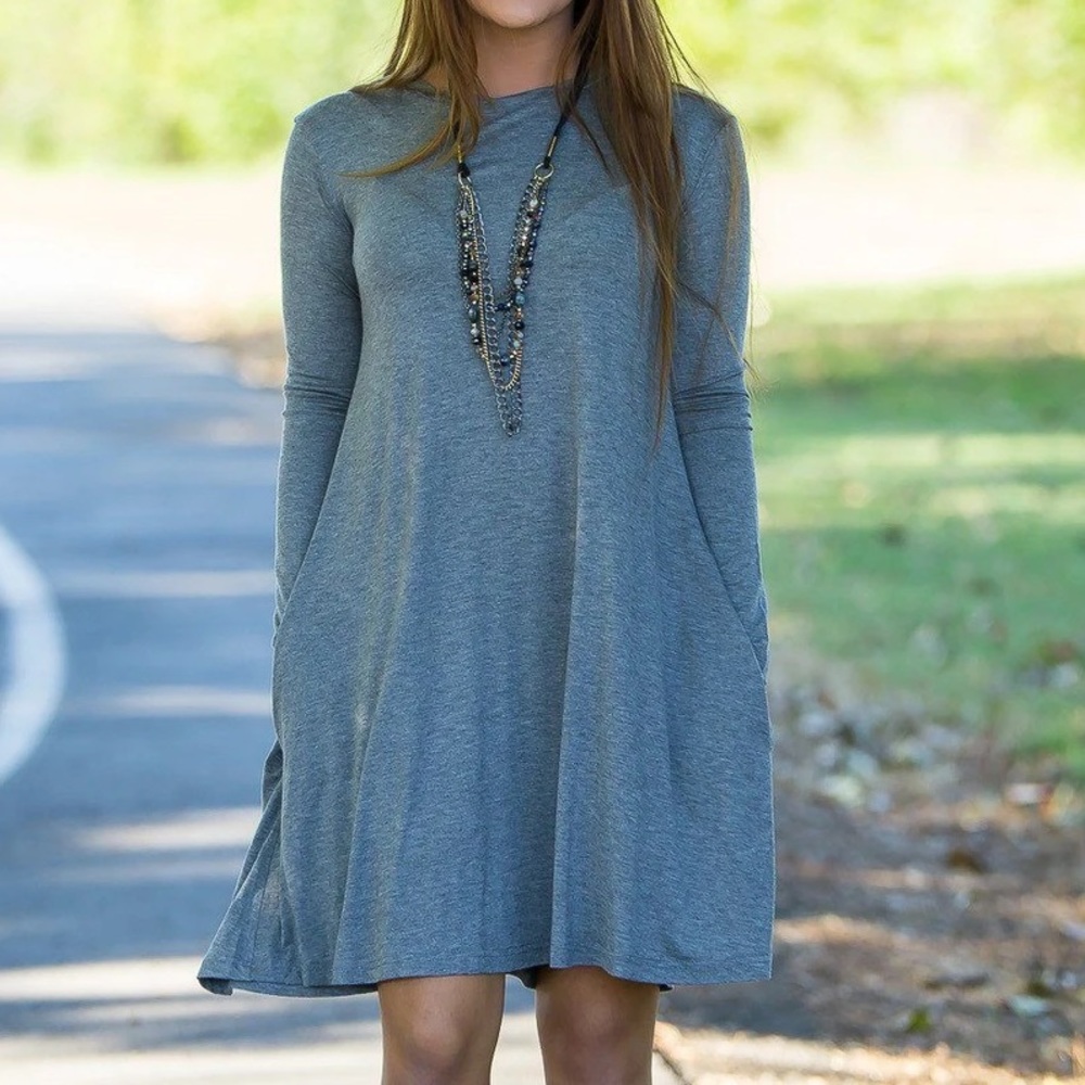 Gray Piko dress, long sleeves, size small